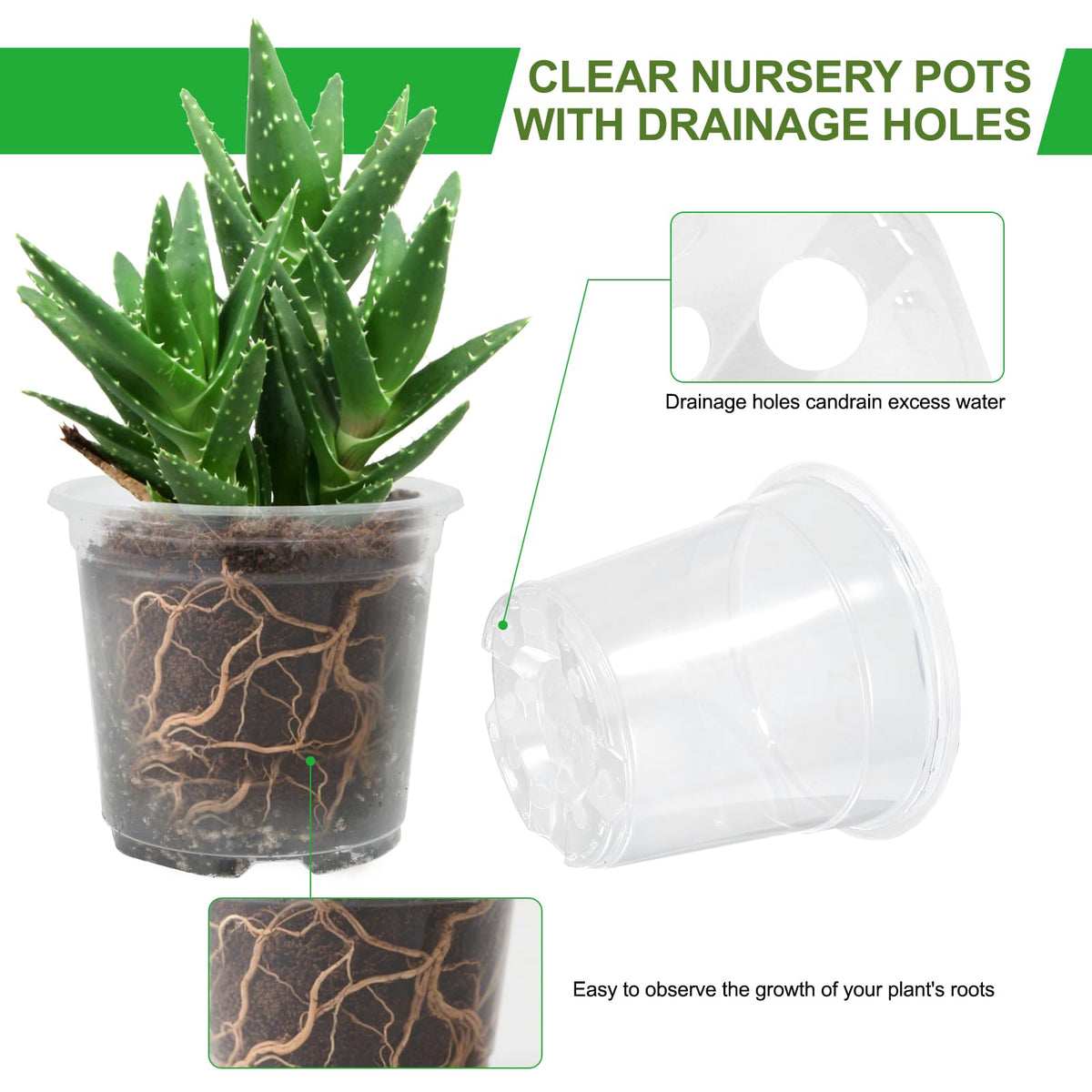 SLMKHHU clear nursery pot 7-inch for vegetables and flowers