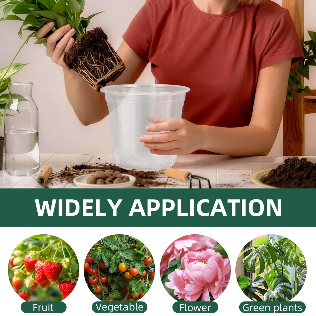 SLMKHHU Clear pot designed for aerated drainage and healthier roots.