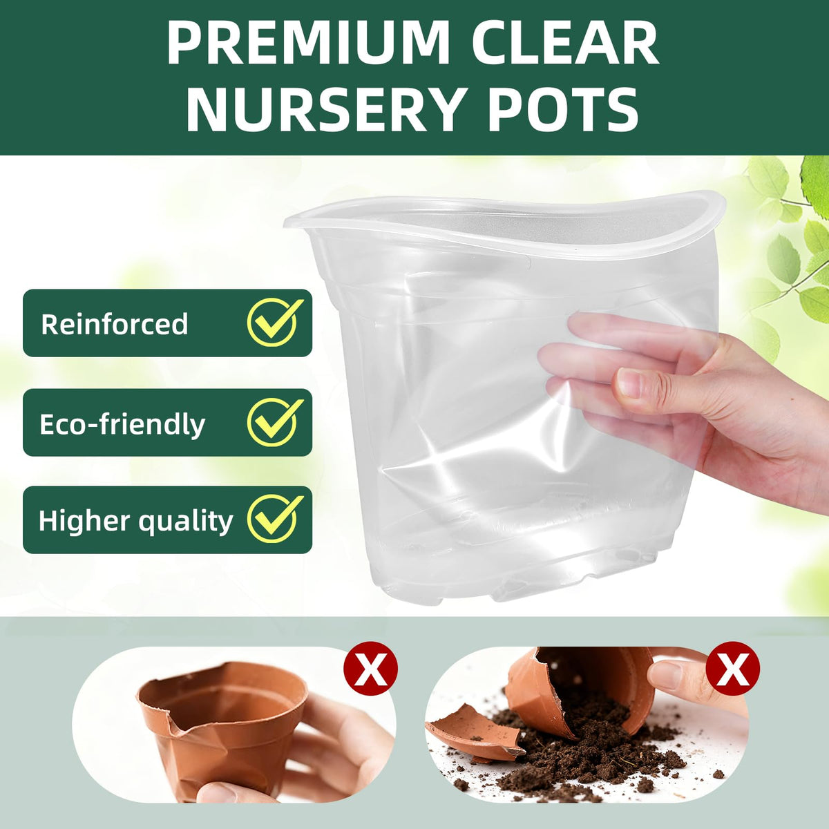 SLMKHHU Large-capacity clear nursery pots ideal for bigger plants.