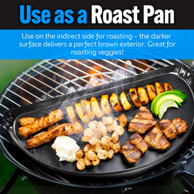 Drippings catcher function of the Slow 'N Sear Drip N Roast Pan