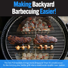 Slow ’N Sear large 14x6.125x4.5-inch insert covers bigger backyard cooks.