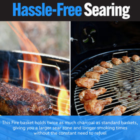 Slow ’N Sear two-zone heat-management enables precise indirect and direct cooking.