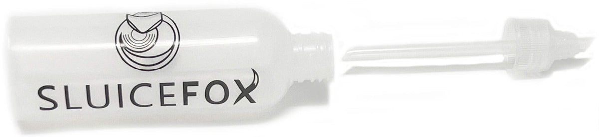 Sluice Fox Snifter Bottle features a robust suction tube for fast pickup.