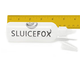 Sluice Fox Snifter Bottle demonstrates extraction of gold fines from riffles.