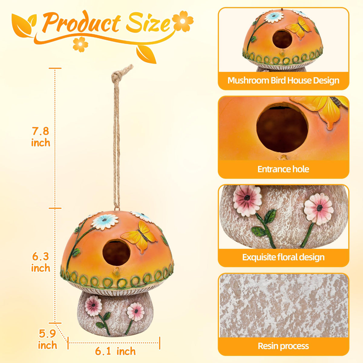Smadeer birdhouse entrance diameter 1.26 inches for hummingbirds and chickadees.