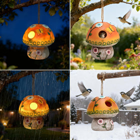 Smadeer birdhouse with hemp rope for easy hanging on branches or rails.