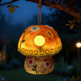 Smadeer solar mushroom bird house with hanging feature for small birds.