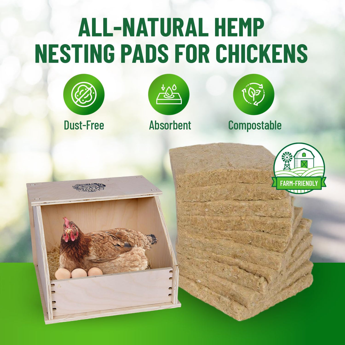 Small Pet Select absorbent hemp nesting pad locks in moisture to keep nesting boxes drier.
