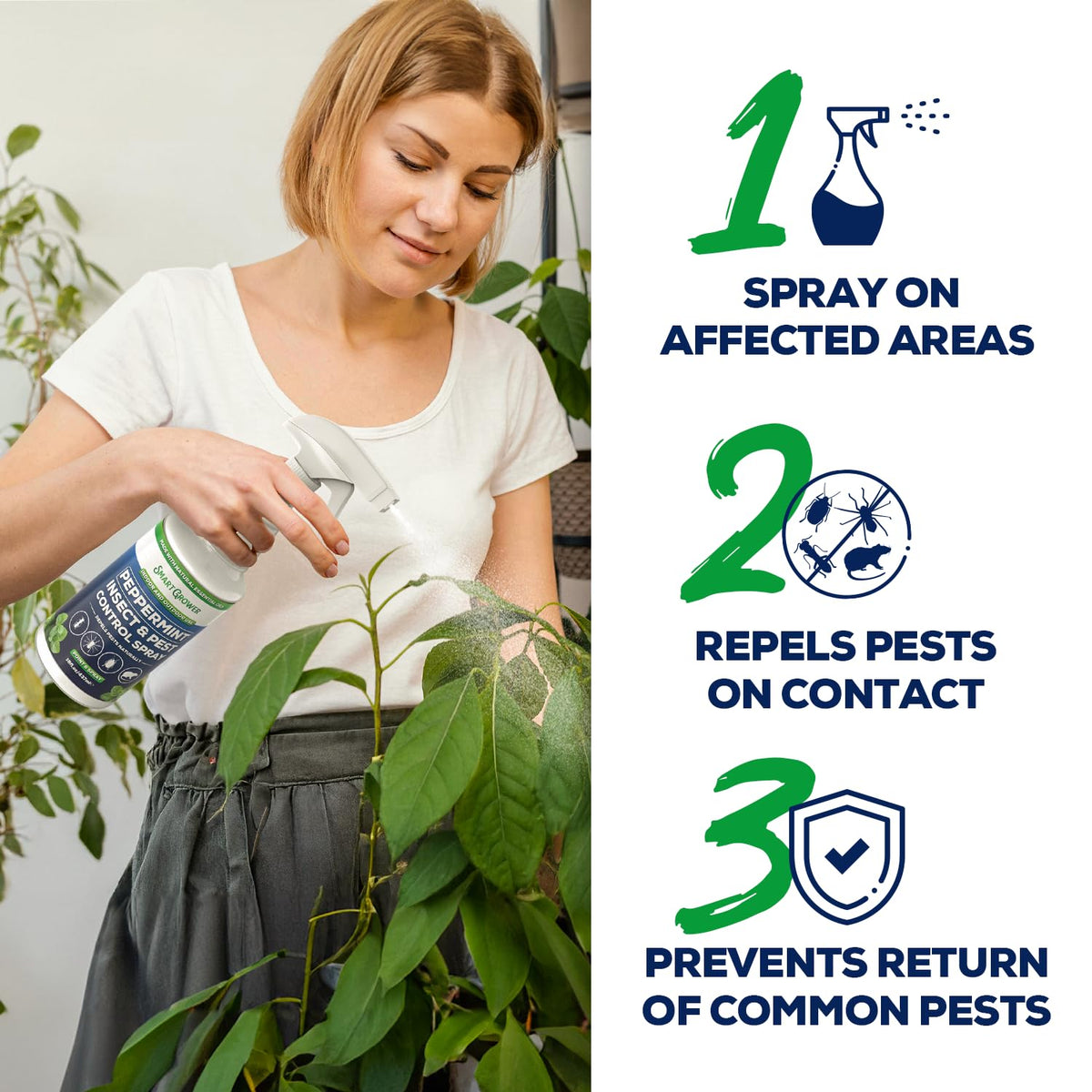 Smart Grower indoors pest-control application shows effective repellent for mice and spiders.