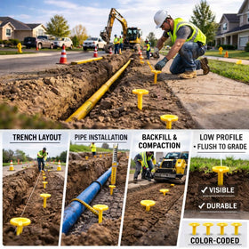 Smart Spring durable recycled resin stakes withstand lawn care and weather.
