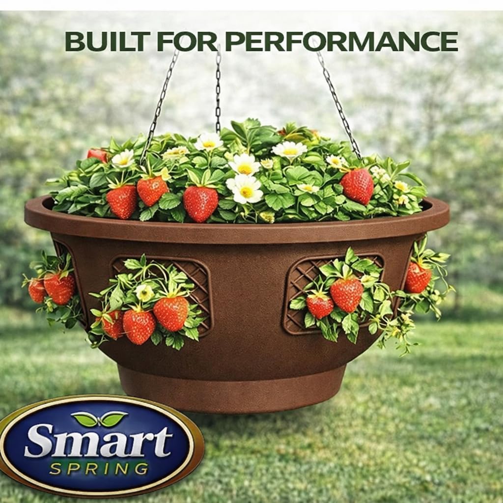 Smart Spring Ultimate Hanging Baskets durable plastic construction resists wear.