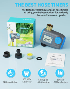 Smartale sprinkler timer suits gardens, lawns, patios, and greenhouses.