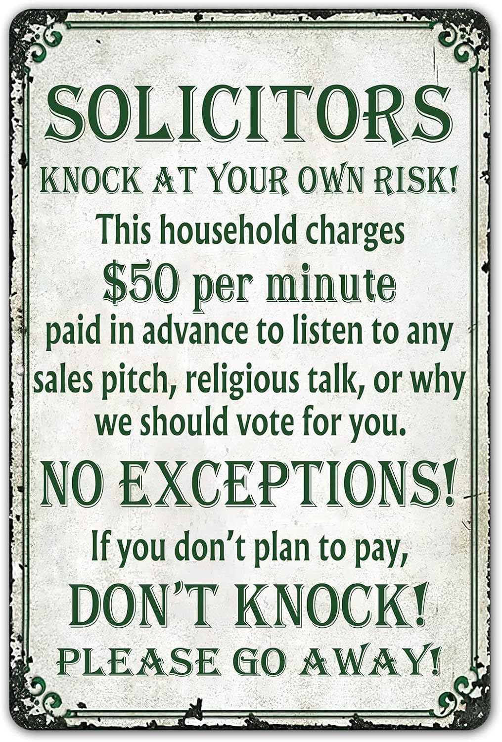 SmartCows humorous no-soliciting sign makes a great gift for new homeowners.