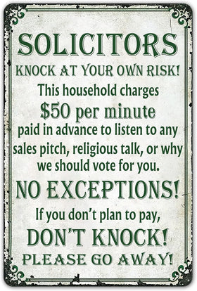 SmartCows humorous no-soliciting sign makes a great gift for new homeowners.