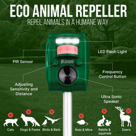 Smartify Creations motion sensor alarm triggers sound and lights to deter wildlife