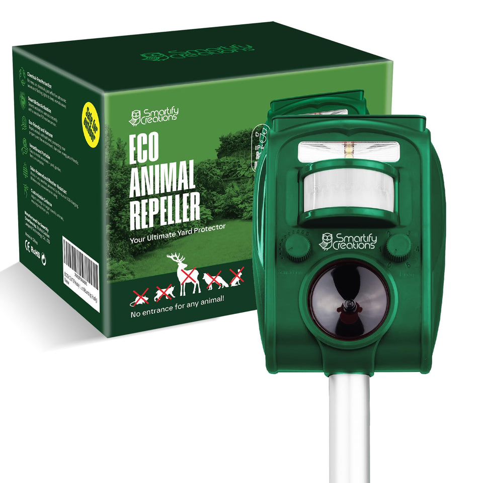 Smartify Creations solar deer repellent outdoors keeps critters at bay in gardens
