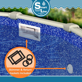 Smartline 8ft round pool liner showing durable 25-gauge virgin vinyl.