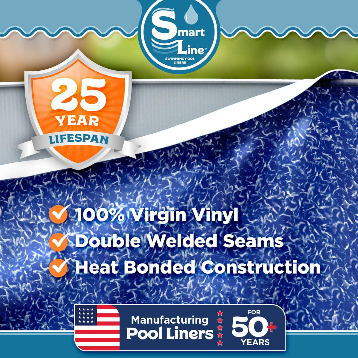 Smartline overlap installation visual illustrating easy above-ground liner fit.