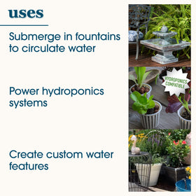 Adapters included for 1/2, 5/8, and 3/4 inch tubing with Smartpond pump