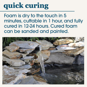 Smartpond Waterfall Foam Sealant black color blends with rocks