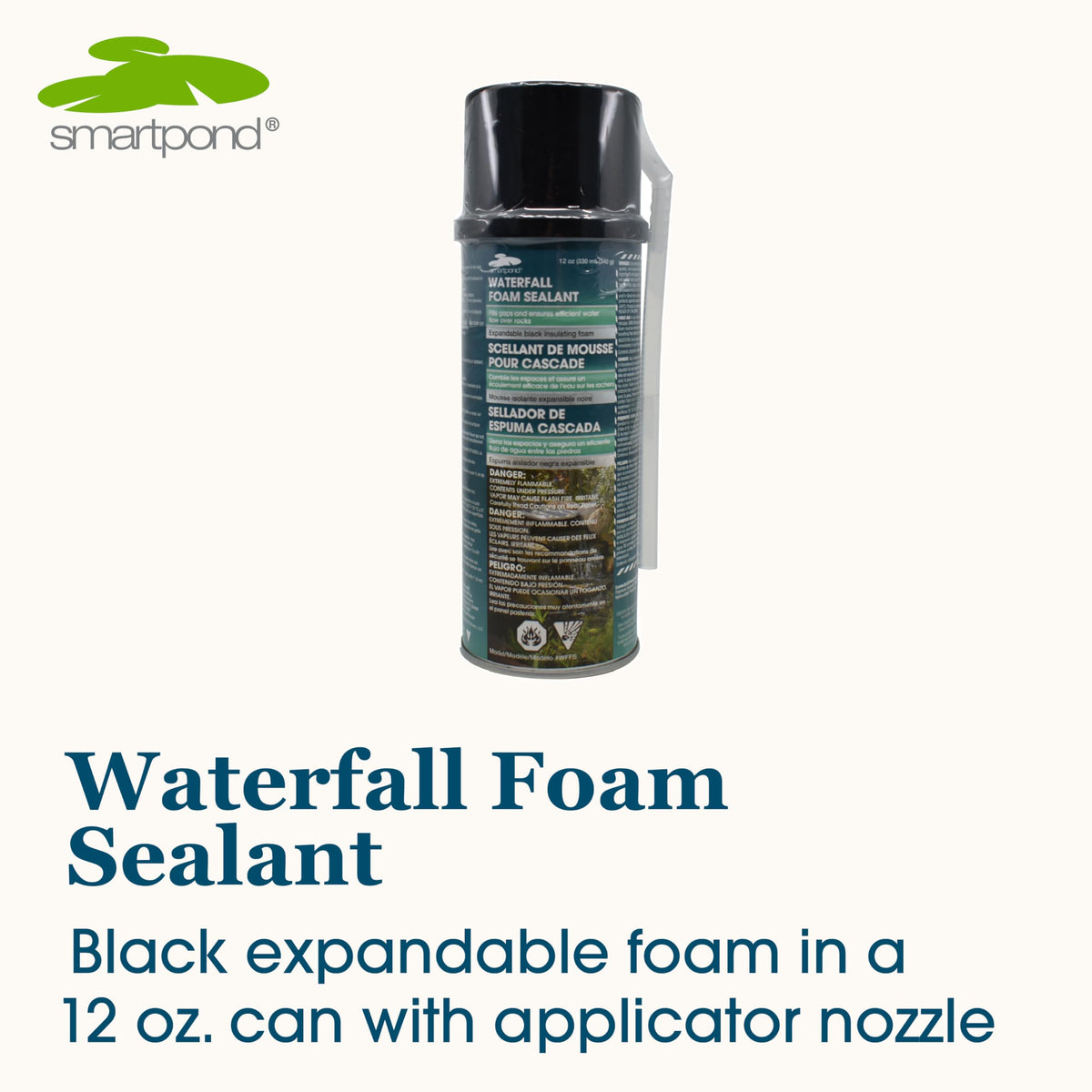Smartpond Waterfall Foam Sealant on rock blends with natural surroundings