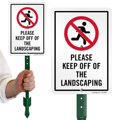 SmartSign 10x7 inch sign for outdoor display to deter landscaping access