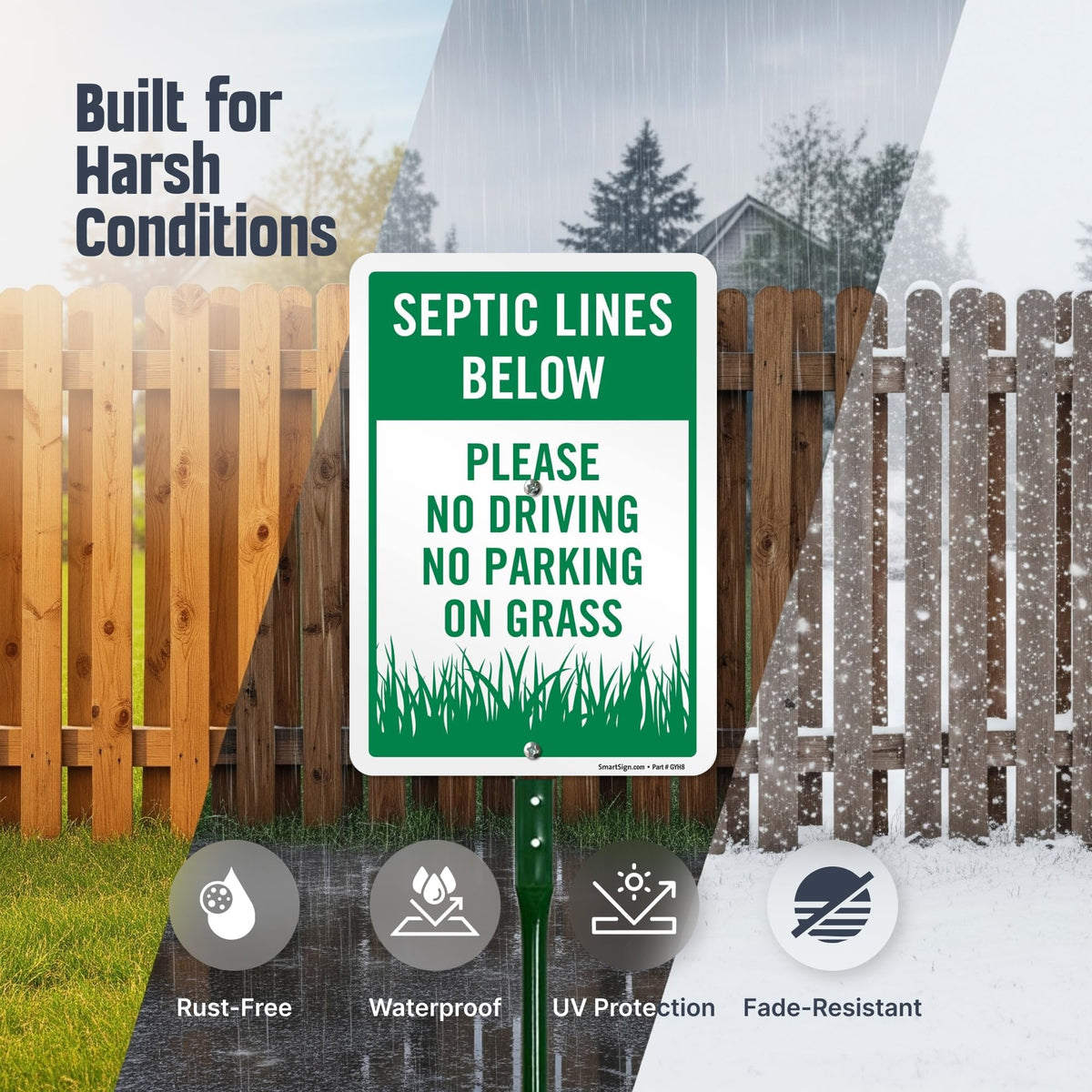 SmartSign 18-inch stake epoxy-coated provides sturdy, rustproof support for outdoor displays.