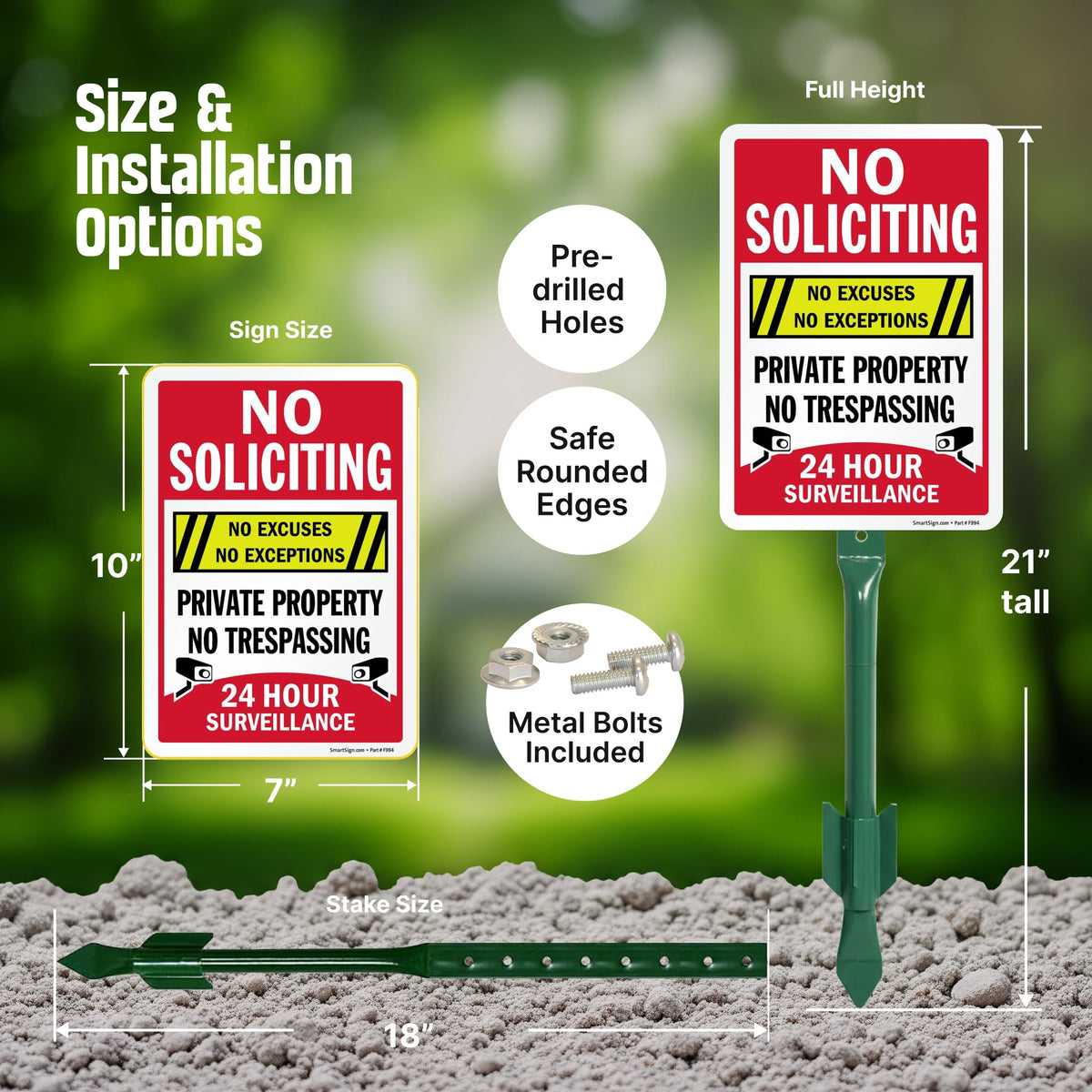SmartSign 24-hour surveillance yard sign element deters unwanted interruptions during outdoor days.