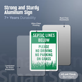SmartSign 40mil laminated aluminum sign resists weather and fading for long-term visibility.