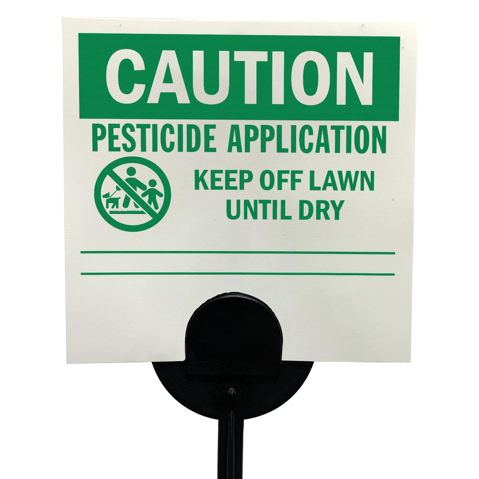 SmartSign caution pesticide application sign 4x4 with clear text for restricted zones.