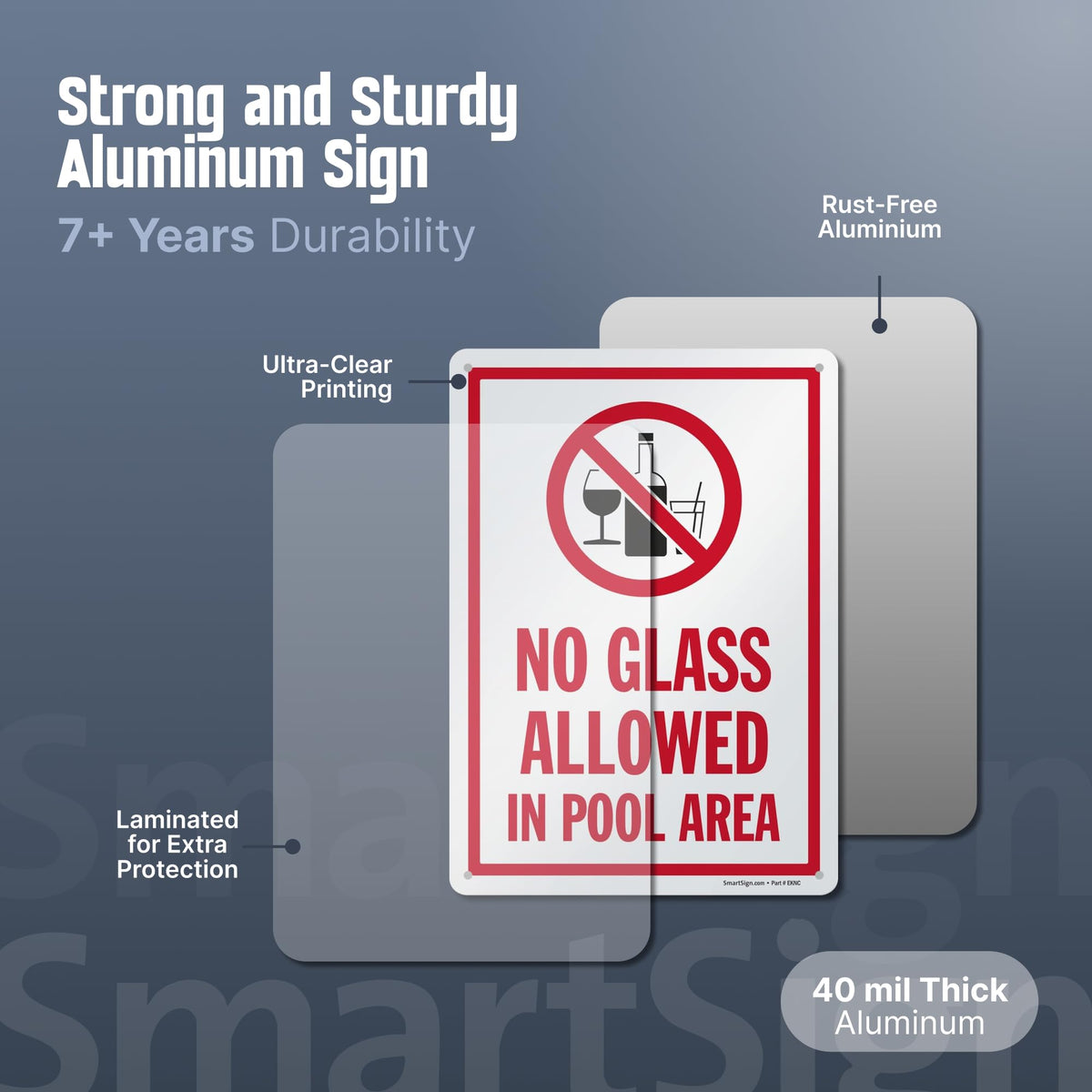 SmartSign red, black, white design ensures high contrast and legibility from a distance.