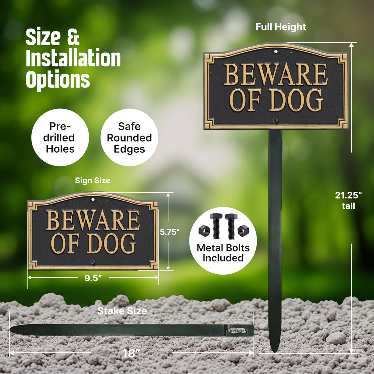 SmartSign Beware of Dog sign features architectural design for easy readability
