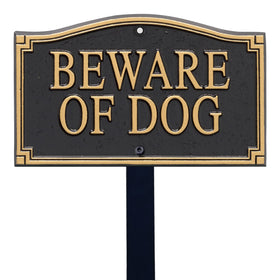 SmartSign Designer Beware of Dog sign with stake, 18-inch tall for durable yard visibility