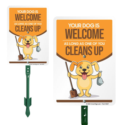 SmartSign dog poop yard sign assembly with stake kit for quick setup.