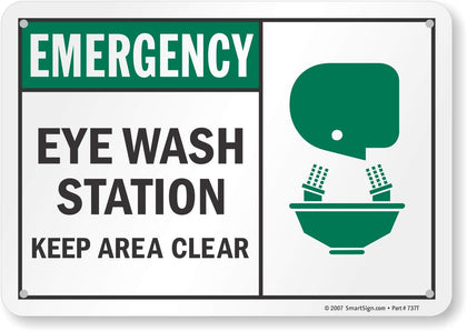 SmartSign S-1452-PL-10 emergency eye wash station sign, 7x10, durable outdoor plastic.
