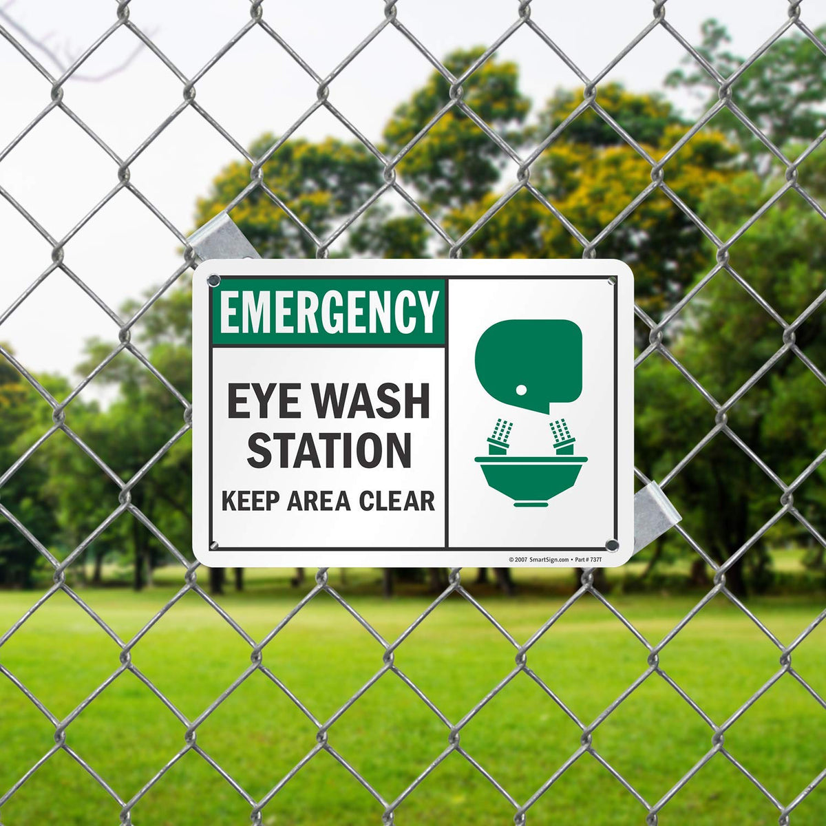 SmartSign emergency eye wash station sign, durable plastic for interiors or exteriors.