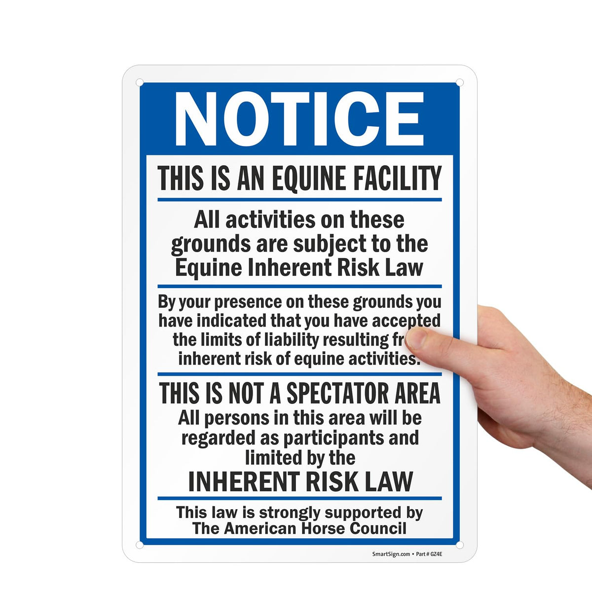 SmartSign inherent-risk-law-sign clearly marks facility boundaries to enhance safety awareness.