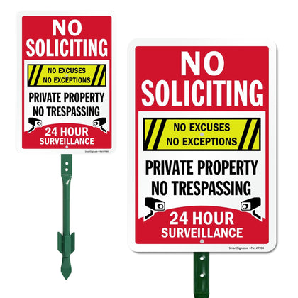 SmartSign no-soliciting sign with 21-inch stake boosts curb visibility.