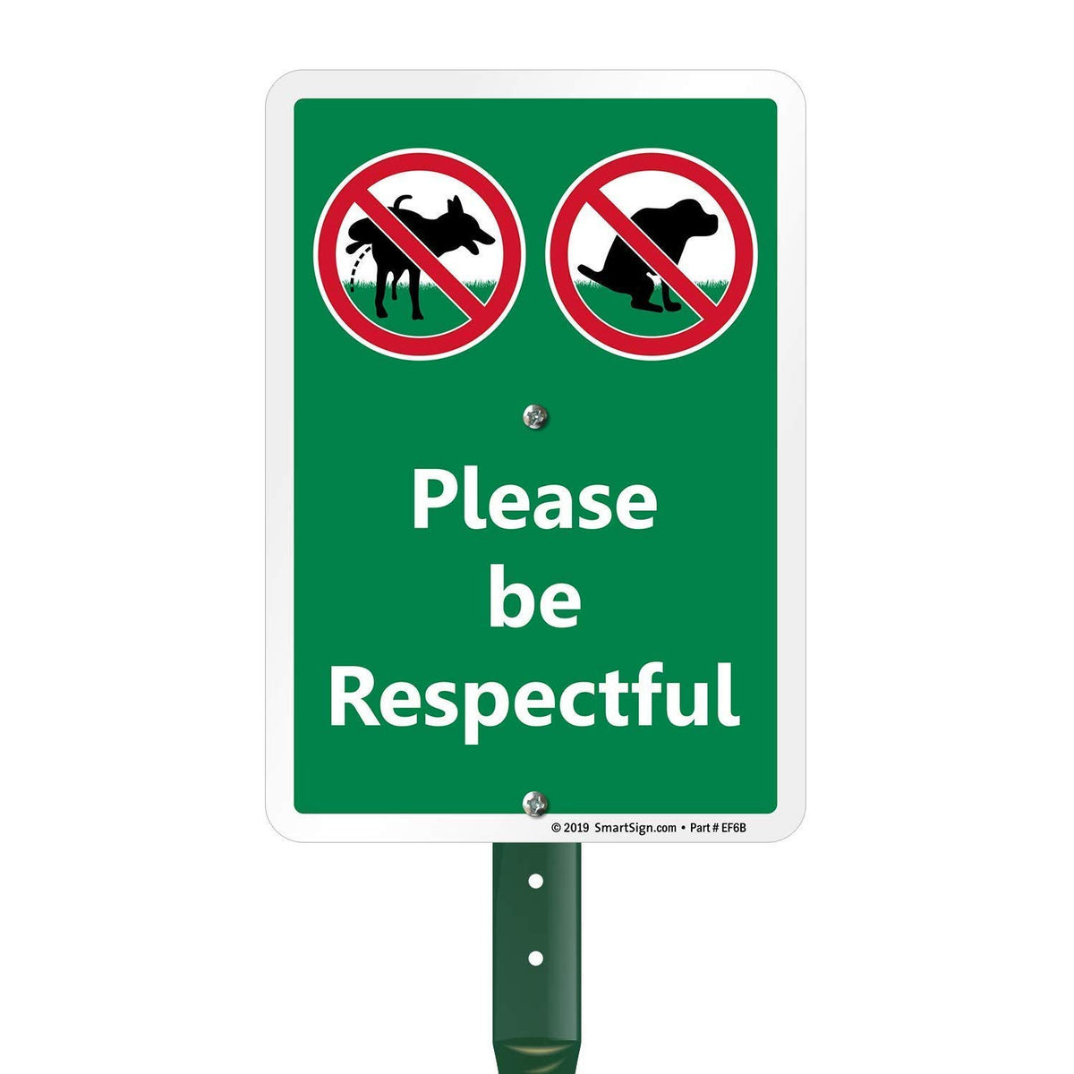 SmartSign please-be-respectful yard sign with 21-inch stake for clear outdoor visibility.