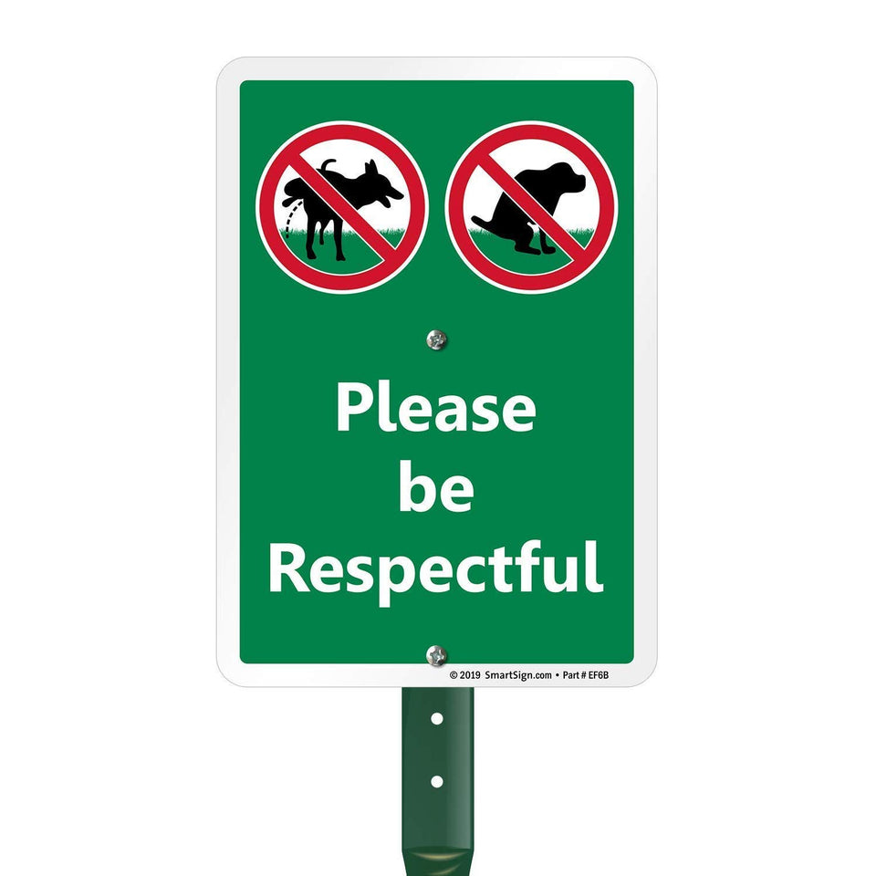 SmartSign please-be-respectful yard sign with 21-inch stake for clear outdoor visibility.
