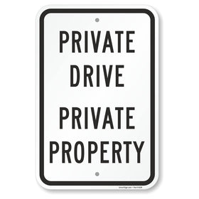 SmartSign private drive sign 18x12 with white on black for high visibility at night.