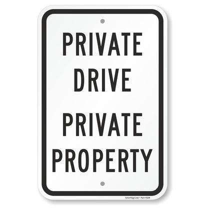 SmartSign private drive sign 18x12 with white on black for high visibility at night.