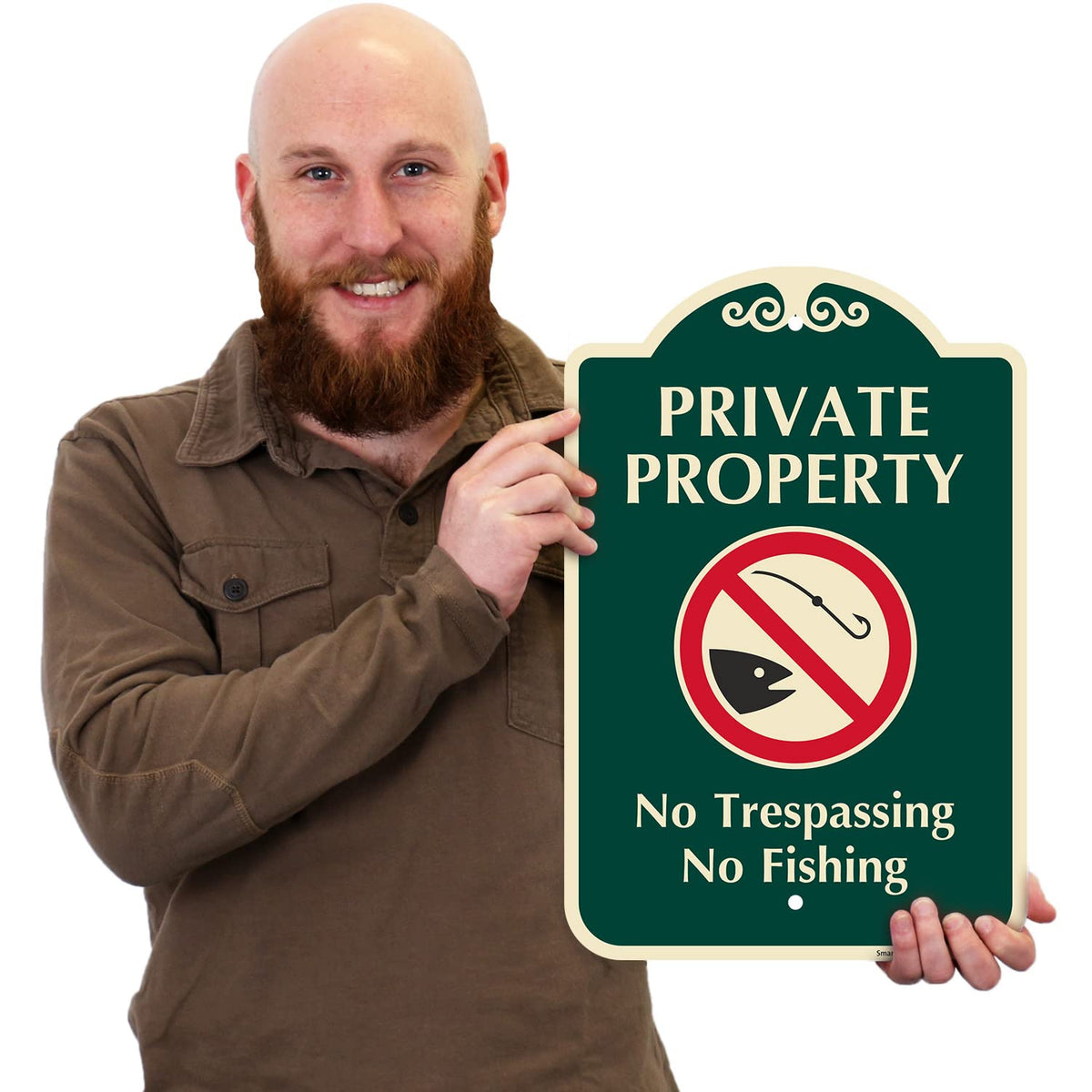 SmartSign No Trespassing sign close-up showing UV overcoat protection