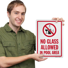 SmartSign rustproof aluminum construction resists corrosion in poolside environments.