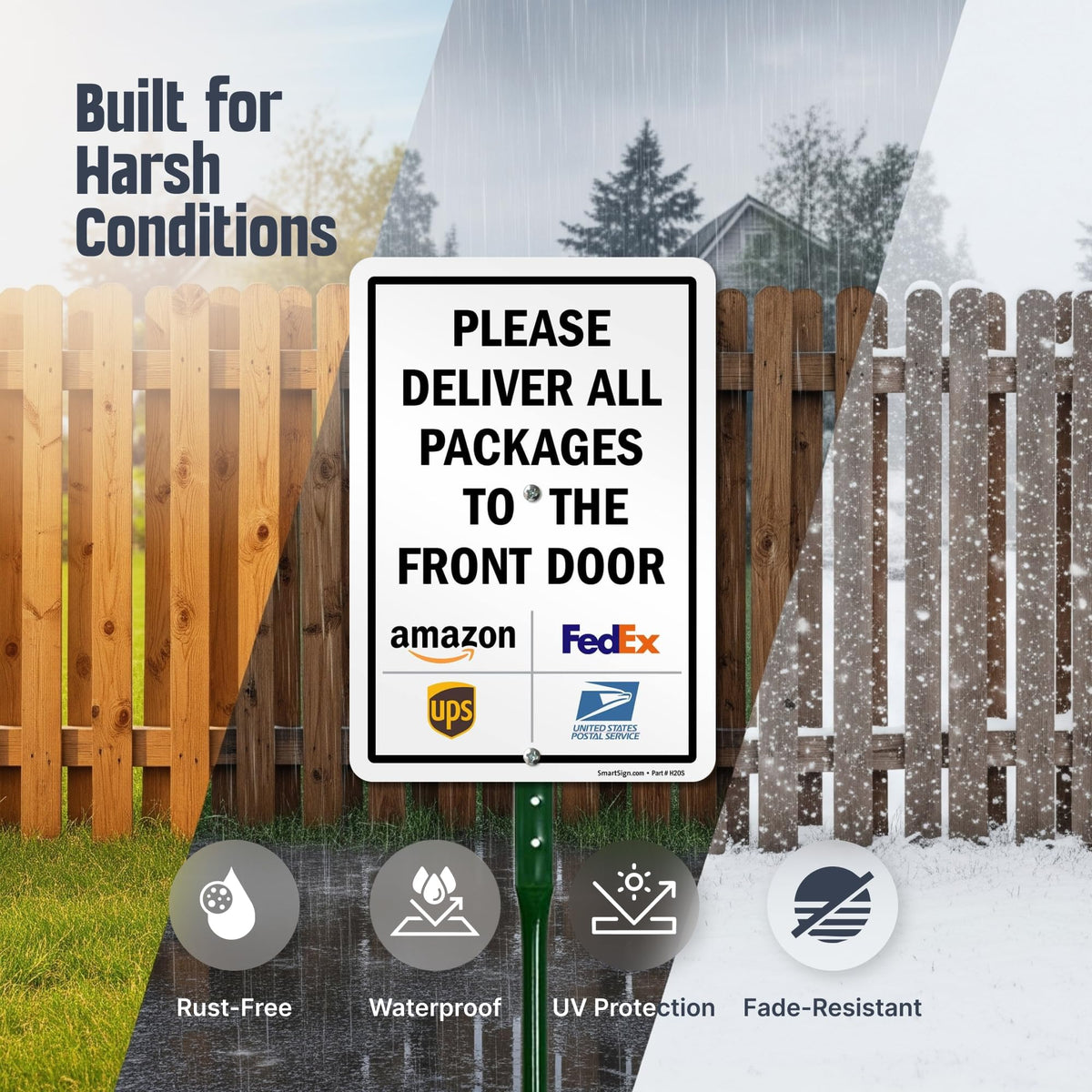 SmartSign stake kit 18-inch with barb enhances stability for durable yard display.