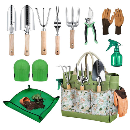 SmartTail Gardening Kit 11-pack overview with tools and knee pads for comfort.