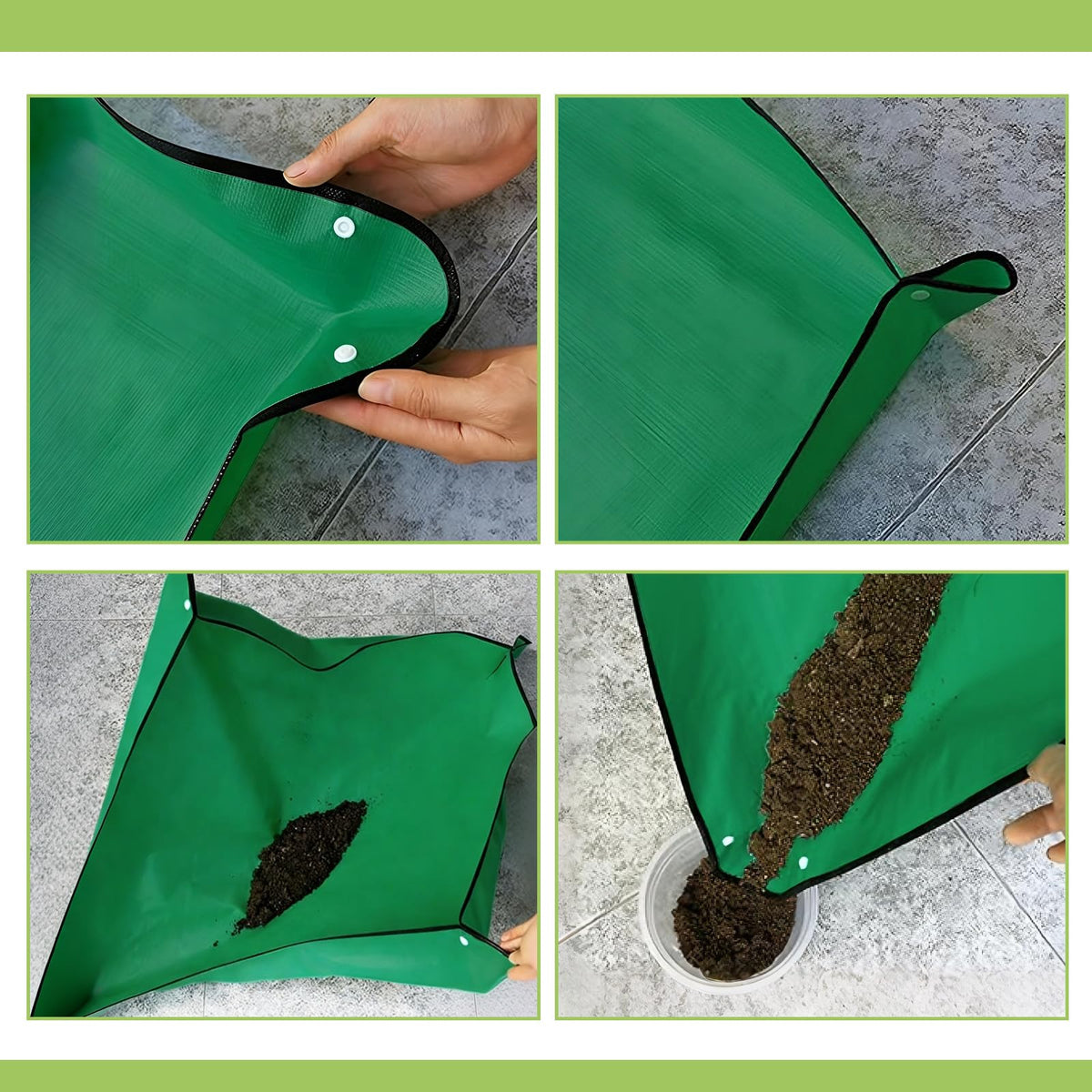 SmartTail repotting mat close-up for easy soil transport during potting.