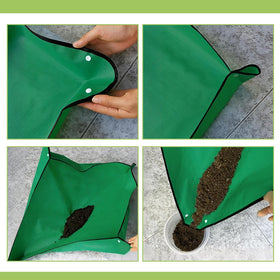 SmartTail repotting mat close-up for easy soil transport during potting.