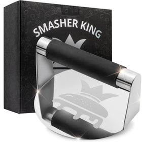 Smasher King mirror-polished burger press for even thickness and juicy results