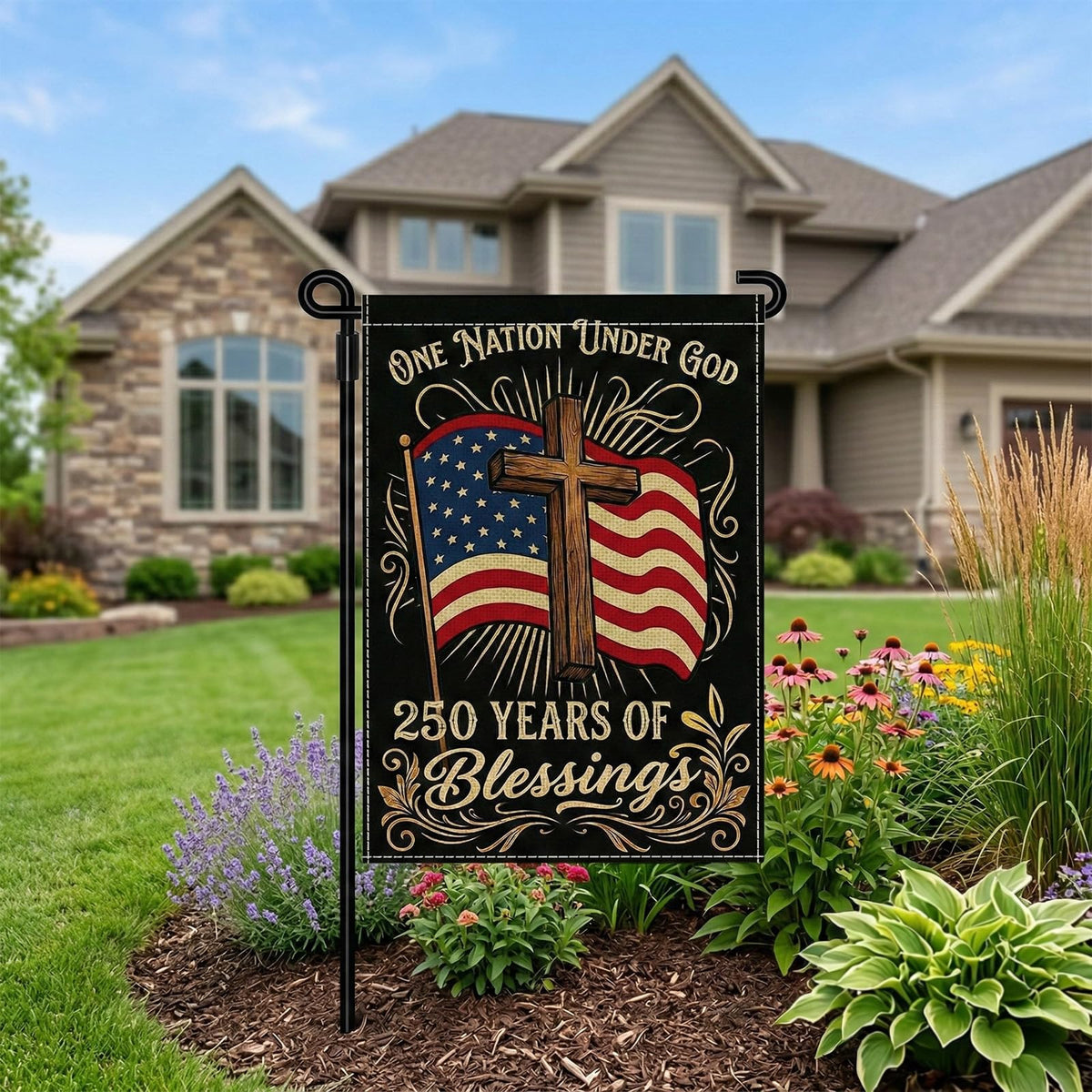 SMBLCE double-sided patriotic flag back readable from both sides outdoors